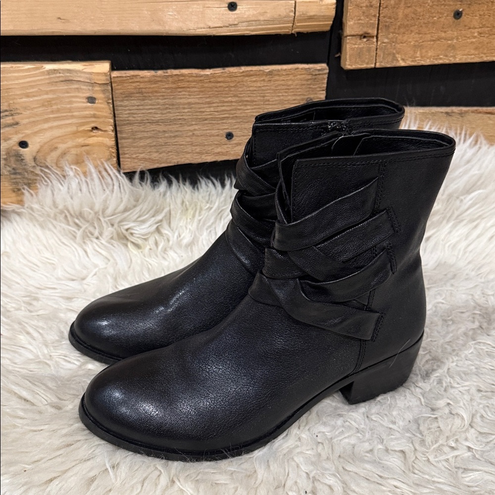 Salvia Greta Black Full Grain Sheep Leather Mid Calf Booties Size 39 EU 8.5 US - Picture 5 of 9